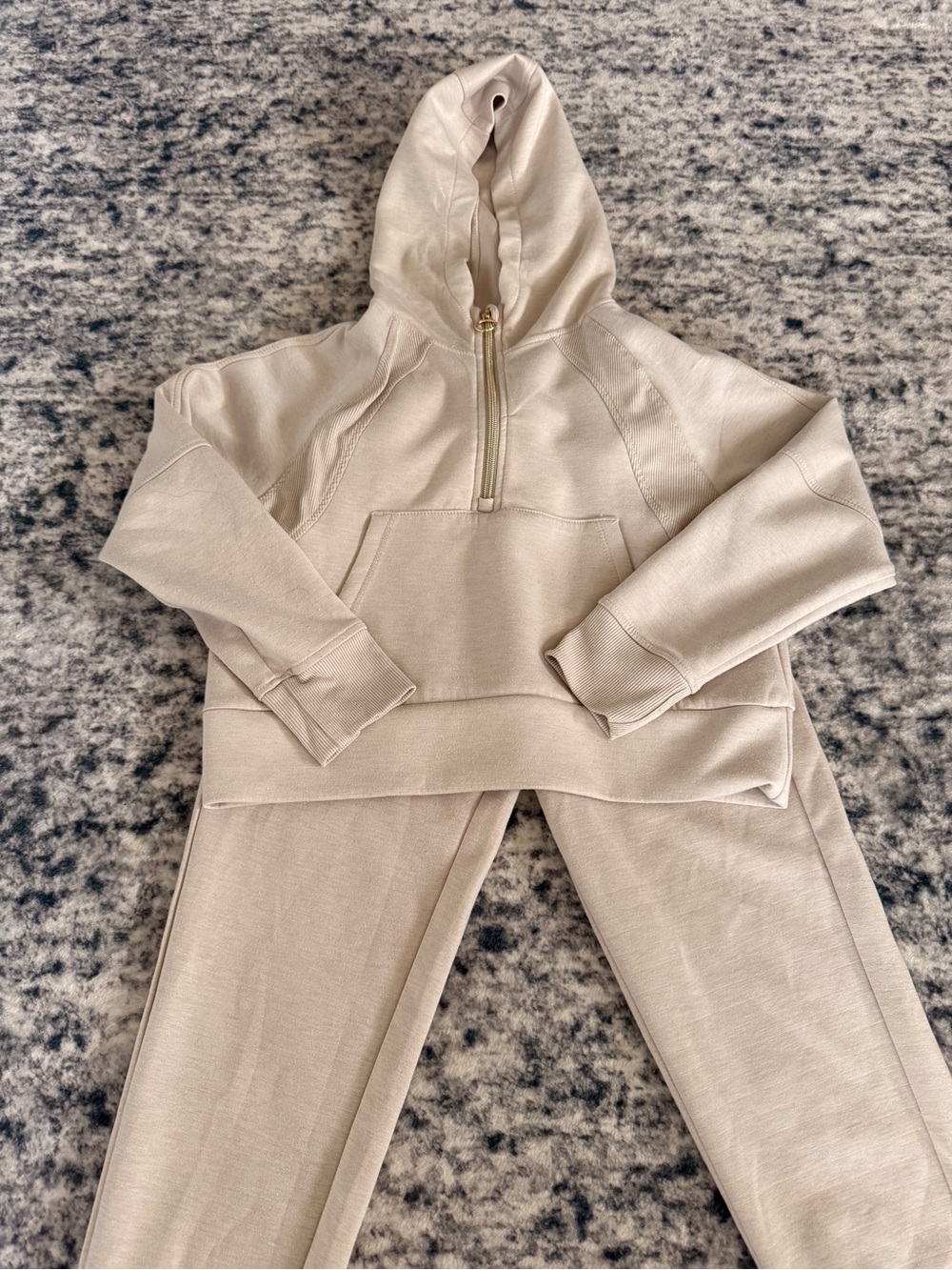 90 Degree By Reflex Cream Half-Zip Hoodie & Matching Joggers Set